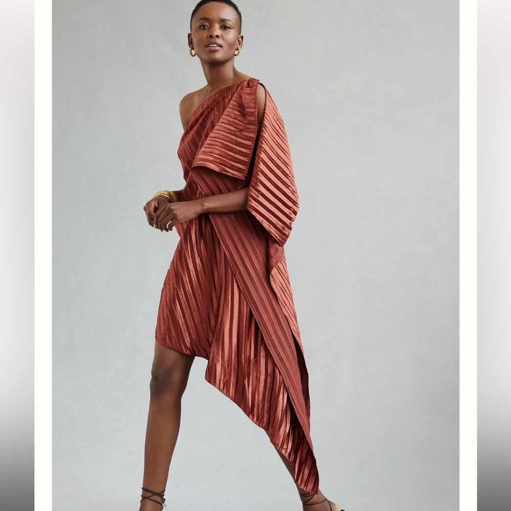 Anthropologie guapa copper pleated dress